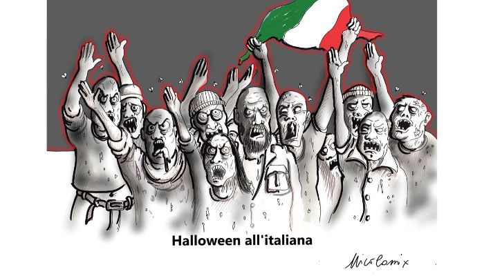 Halloween all'italiana - elezioni in Umbria: la destra vince e tra pochi giorni è Halloween. Nicocomix
