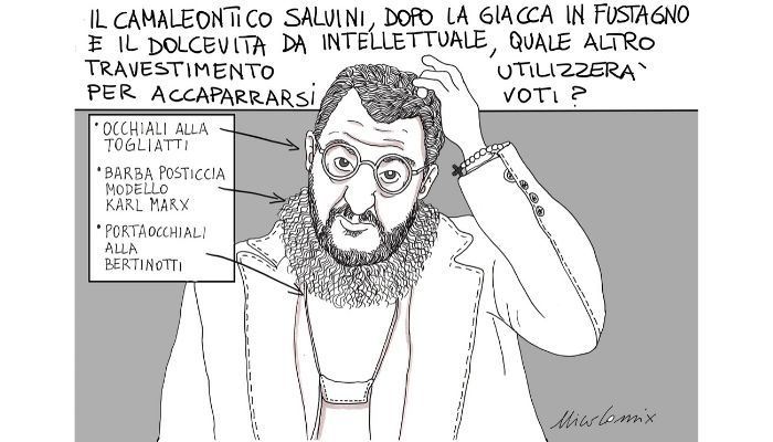 Il camaleonte. Quale altro travestimento escogiterà Salvini per accaparrarsi voti? Nicocomix