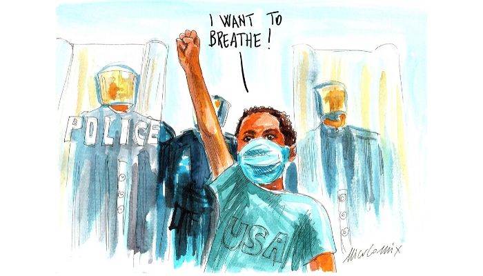 I want to breathe . Proteste USA per la morte di George Floyd . Nicocomix 