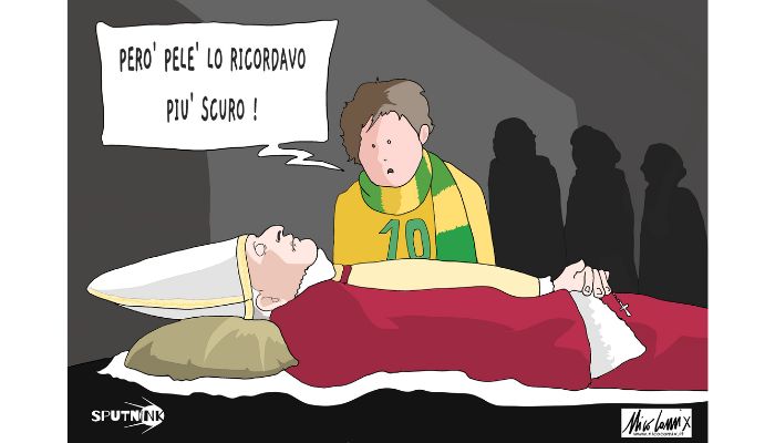 confusione esequie . Due funerali di personaggi famosi si sovrappongono nella stessa settimana, Pelé e Benedetto XVI. Nicocomix